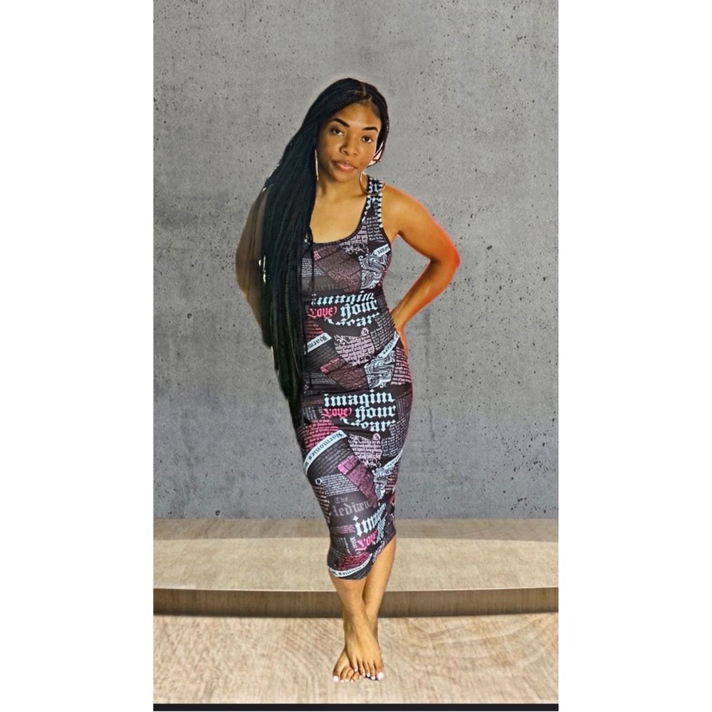 Imagine Print Midi Dress